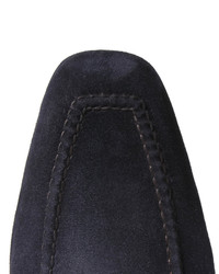 dunkelblaue Wildleder Slipper von Santoni