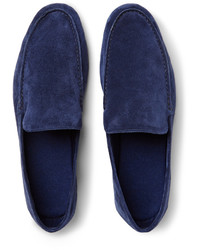 dunkelblaue Wildleder Slipper von Loro Piana