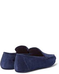 dunkelblaue Wildleder Slipper von Loro Piana