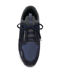 dunkelblaue Wildleder Sportschuhe von Emporio Armani