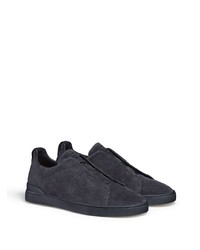 dunkelblaue Wildleder Sportschuhe von Zegna