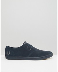 dunkelblaue Wildleder Turnschuhe von Fred Perry