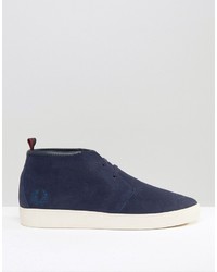 dunkelblaue Wildleder Turnschuhe von Fred Perry