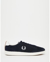 dunkelblaue Wildleder Turnschuhe von Fred Perry