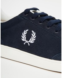 dunkelblaue Wildleder Turnschuhe von Fred Perry