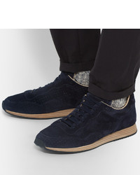 dunkelblaue Wildleder Turnschuhe von Officine Creative