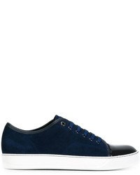 dunkelblaue Wildleder Turnschuhe von Lanvin