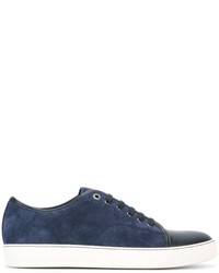 dunkelblaue Wildleder Turnschuhe von Lanvin