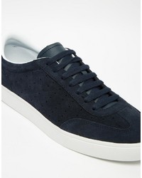 dunkelblaue Wildleder Turnschuhe von Fred Perry