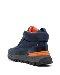 dunkelblaue Wildlederarbeitsstiefel von Santoni