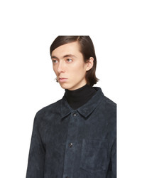 dunkelblaue Shirtjacke aus Wildleder von AMI Alexandre Mattiussi
