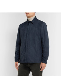 dunkelblaue Shirtjacke aus Wildleder von Loro Piana