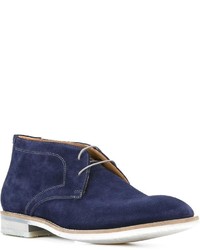 dunkelblaue Wildlederstiefel von B Store