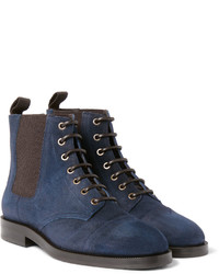 dunkelblaue Wildlederstiefel von Jimmy Choo