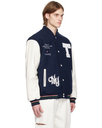 dunkelblaue Wollbomberjacke mit Karomuster von Tommy Jeans