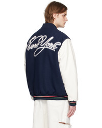 dunkelblaue Wollbomberjacke mit Karomuster von Tommy Jeans