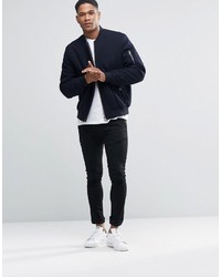 dunkelblaue Wollbomberjacke von Asos