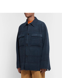 dunkelblaue Wollshirtjacke von Jacquemus