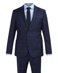 dunkelblauer Anzug mit Karomuster von Hugo Boss