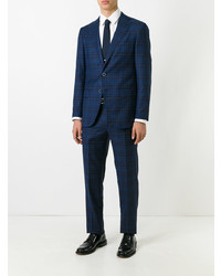 dunkelblauer Anzug mit Schottenmuster von Fashion Clinic Timeless