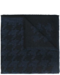 dunkelblauer Baumwollschal mit Hahnentritt-Muster