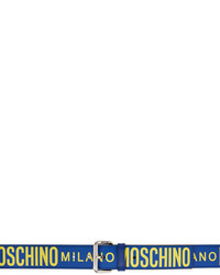 dunkelblauer bedruckter Ledergürtel von Moschino
