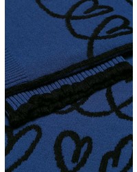 dunkelblauer bedruckter Oversize Pullover von Fendi