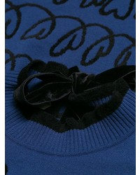 dunkelblauer bedruckter Oversize Pullover von Fendi