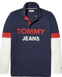 dunkelblauer bedruckter Polo Pullover von Tommy Jeans