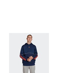 dunkelblauer bedruckter Pullover mit einem Kapuze von adidas Originals