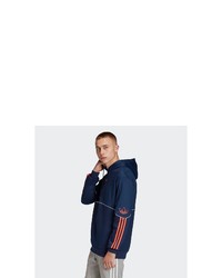 dunkelblauer bedruckter Pullover mit einem Kapuze von adidas Originals