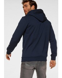 dunkelblauer bedruckter Pullover mit einem Kapuze von adidas Originals