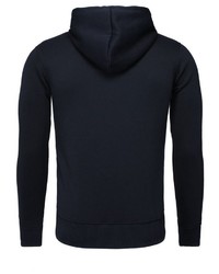 dunkelblauer bedruckter Pullover mit einem Kapuze von AKITO TANAKA