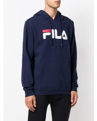 dunkelblauer bedruckter Pullover mit einem Kapuze von Fila