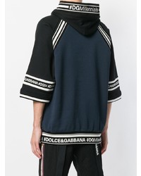 dunkelblauer bedruckter Pullover mit einem Kapuze von Dolce & Gabbana