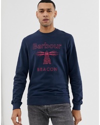 dunkelblauer bedruckter Pullover mit einem Kapuze von Barbour Beacon