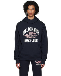 dunkelblauer bedruckter Pullover mit einem Kapuze von Billionaire Boys Club