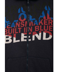 dunkelblauer bedruckter Pullover mit einem Kapuze von Blend Sweatshirt