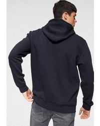 dunkelblauer bedruckter Pullover mit einem Kapuze von Champion