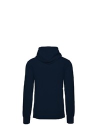 dunkelblauer bedruckter Pullover mit einem Kapuze von Champion