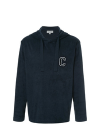 dunkelblauer bedruckter Pullover mit einem Kapuze von CK Calvin Klein
