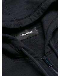 dunkelblauer bedruckter Pullover mit einem Kapuze von DSQUARED2