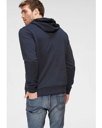 dunkelblauer bedruckter Pullover mit einem Kapuze von Jack & Jones