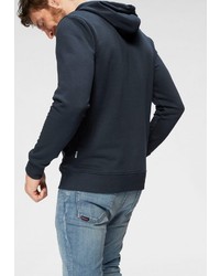 dunkelblauer bedruckter Pullover mit einem Kapuze von Jack & Jones