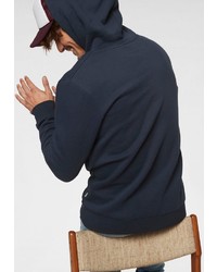 dunkelblauer bedruckter Pullover mit einem Kapuze von Jack & Jones