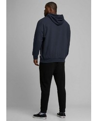 dunkelblauer bedruckter Pullover mit einem Kapuze von Jack & Jones