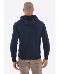 dunkelblauer bedruckter Pullover mit einem Kapuze von Kaporal