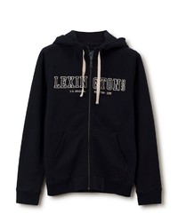 dunkelblauer bedruckter Pullover mit einem Kapuze von Lexington