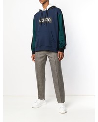 dunkelblauer bedruckter Pullover mit einem Kapuze von Kenzo