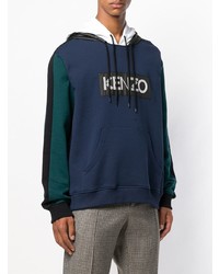 dunkelblauer bedruckter Pullover mit einem Kapuze von Kenzo